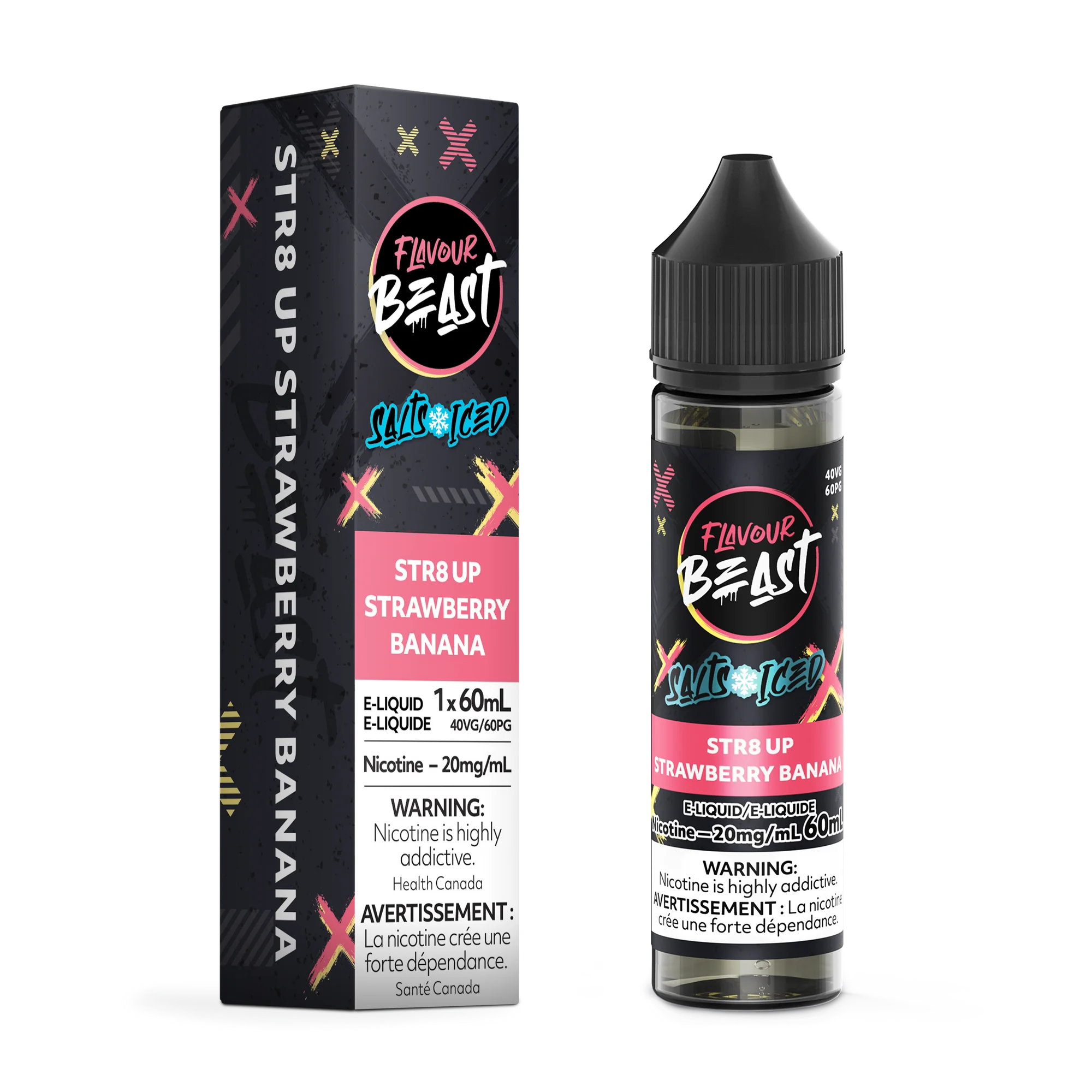 Flavour Beast Salt Juice 60ml - Str8 Up Strawberry Banana Iced