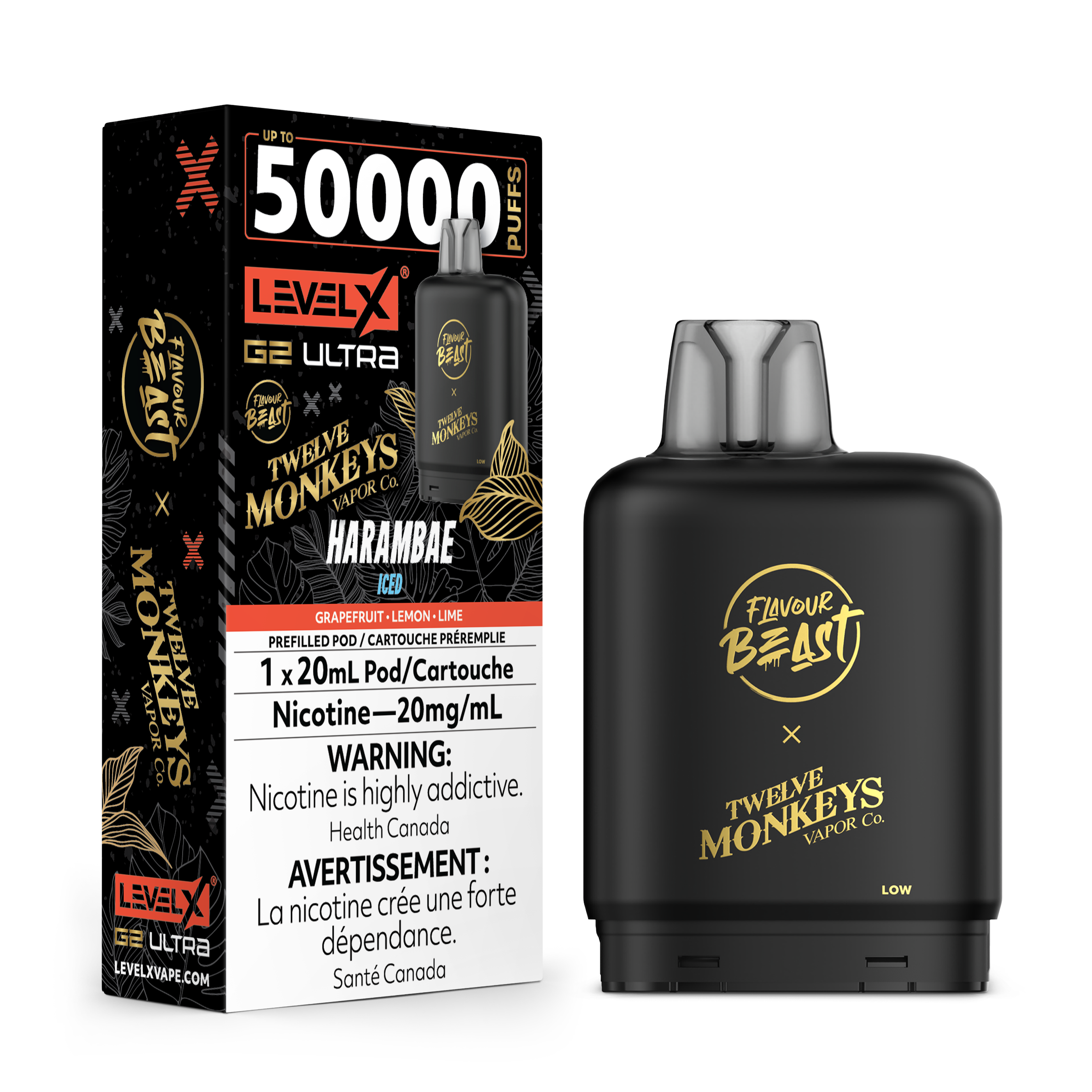 Flavour Beast Level X Twelve Monkeys G2 Ultra 50k Pod